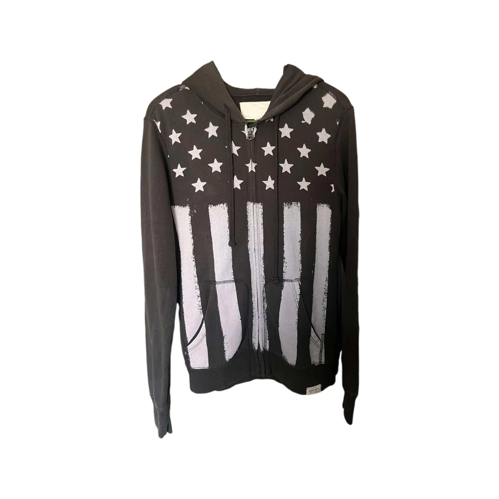 Vintage Opium Hoodie Zipper Hooded Sweatshirt Jacket Unisex Hip Hop Star Spangled Flag Design Breathable Windproof Warmth