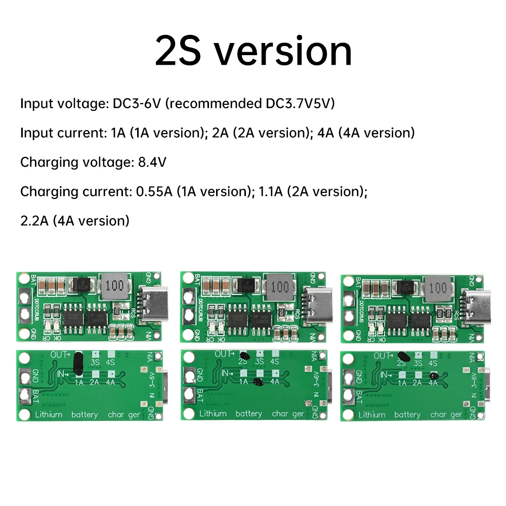 2S 3S 4S 8.4V 12.6V 16.8V LiPo Battery Charger Battery Board TypeC Boost Module For lithium polymer mobile power supply DC 3-6V