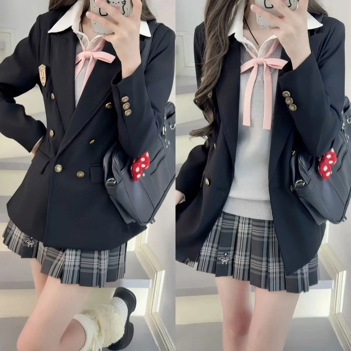JK Uniform Female Student 2026 New Double-Breasted Slim Waist Blazer Autumn and Winter Uniform Layering Set College Style Suit