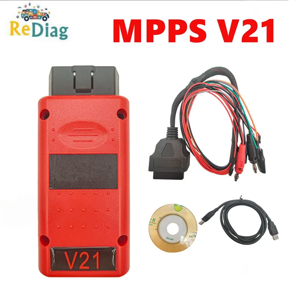 High Quality MPPS V21 Red Version Unlocked Infinite Reset Support Multi-Language Full Chip OBD2 ECU Chip Tuning Scanner Tool