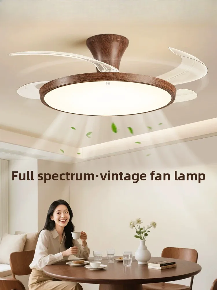 2026 New Ultra Thin Chinese Style Invisible Ceiling Fan Light Flush Mount LED Fan Lamp Special Lighting for Bedroom Dining Room
