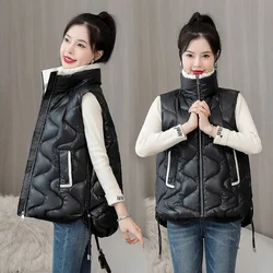 2023 New Ladies Fashion Casual Autumn Winter Coat Women's Sleeveless Vest Short Jacket Solid Korea Female Waistcoat Outerwear