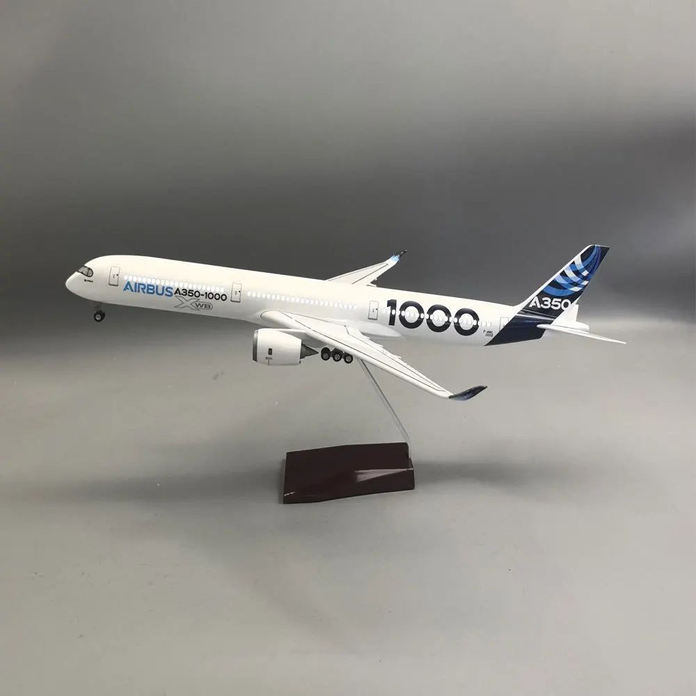 New 47cm Prototype A350-1000 with Wheels Airplane Model Highly Simulation Resin Airliner Ornaments Crafts, for Xmas/BirthdayGift