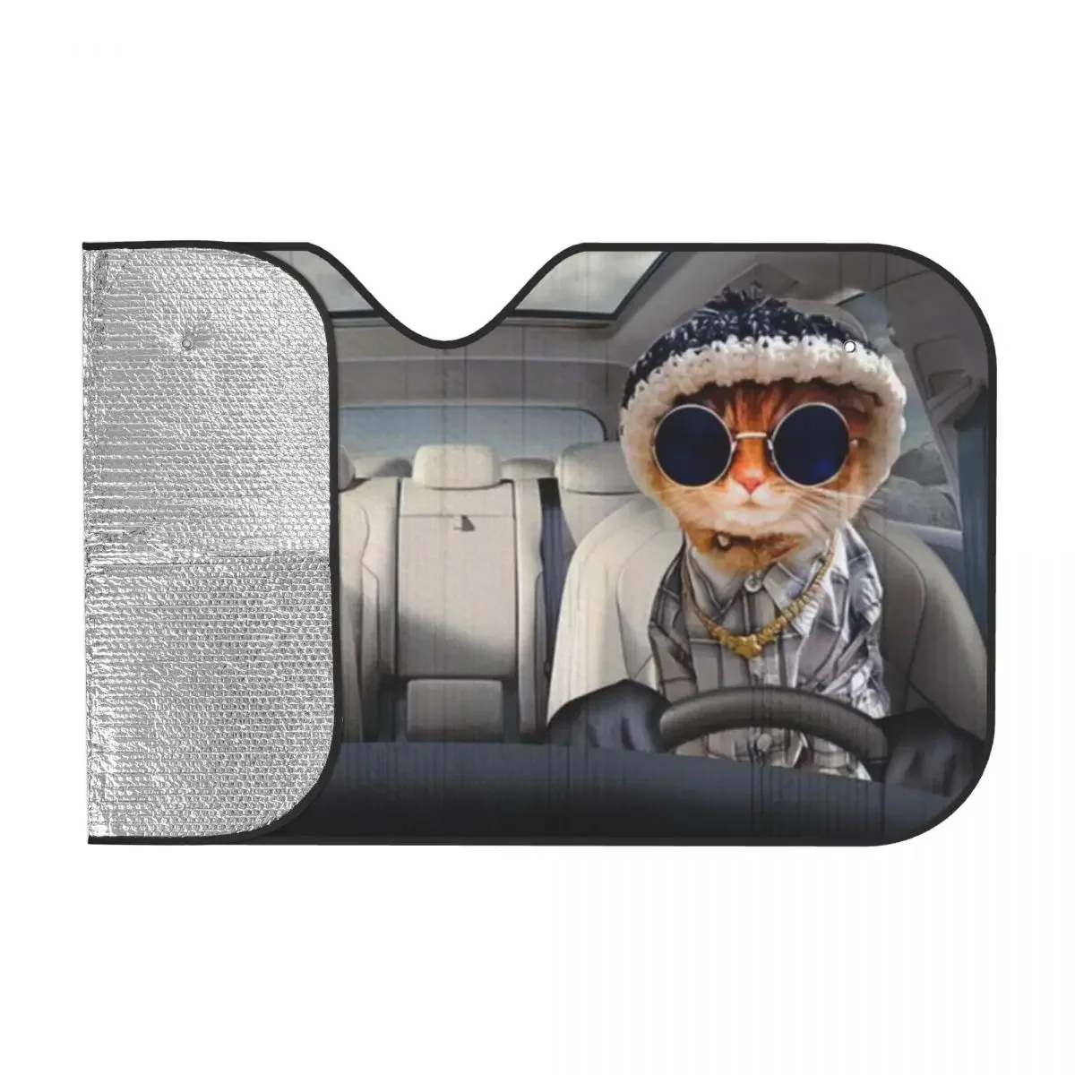 GearhumanD Cool Yellow Cats Sunshades Reflector Anti Uv Custom Funny Car Sunshade Sun Shade