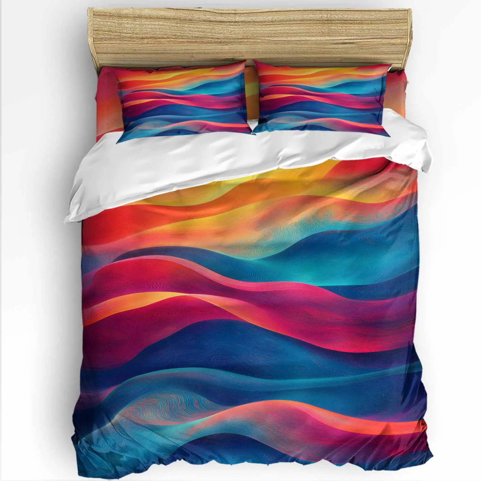 

Abstract Colorful Water Ripple Duvet Cover Set 2/3/4pcs Bedding Bed Sheet Pillowcases Cover Set