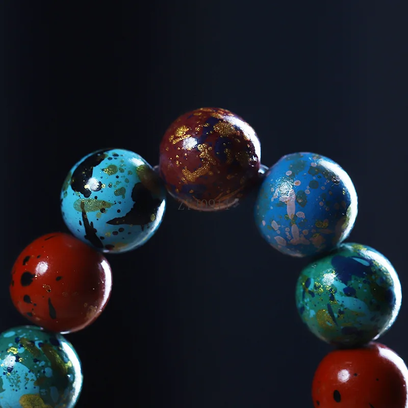 * Bracciale con perline in pietra naturale fatto a mano fai-da-te per bracciale da donna Bracciale con perline di lacca di grandi dimensioni in cristallo energetico di malachite blu, regalo per coppia