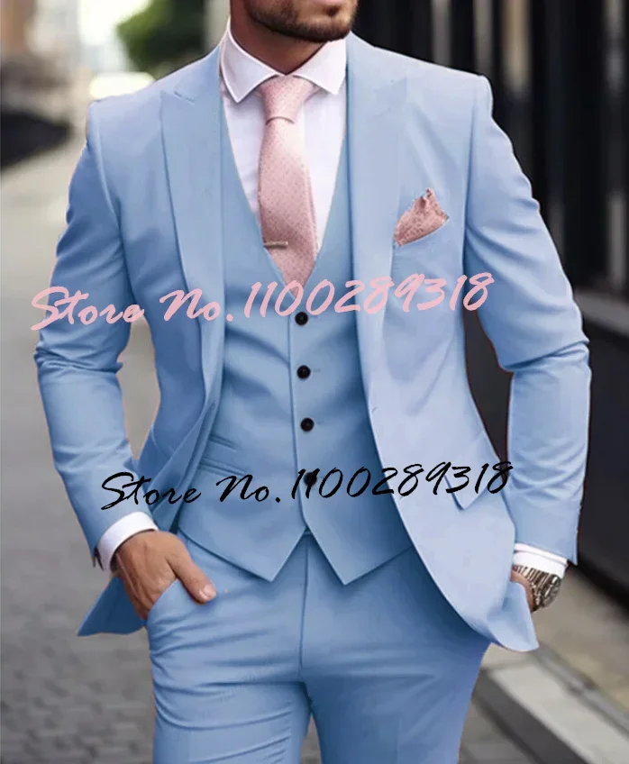 Trajes de lujo rosa para hombre, trajes formales Terno, chaqueta de 3 piezas, pantalones con chaleco, traje de lujo ajustado para hombre, ocasión Formal Terno