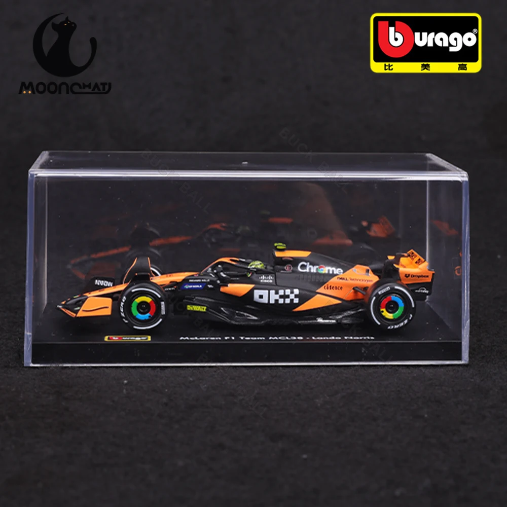 Bburago 1:43 Mclaren Mcl38 Miami 2024 F1 Mcl38 Monaco Alloy Miniature 4# Lando Norris 81# Oscar Piastri  Diecast Model Toy Gift