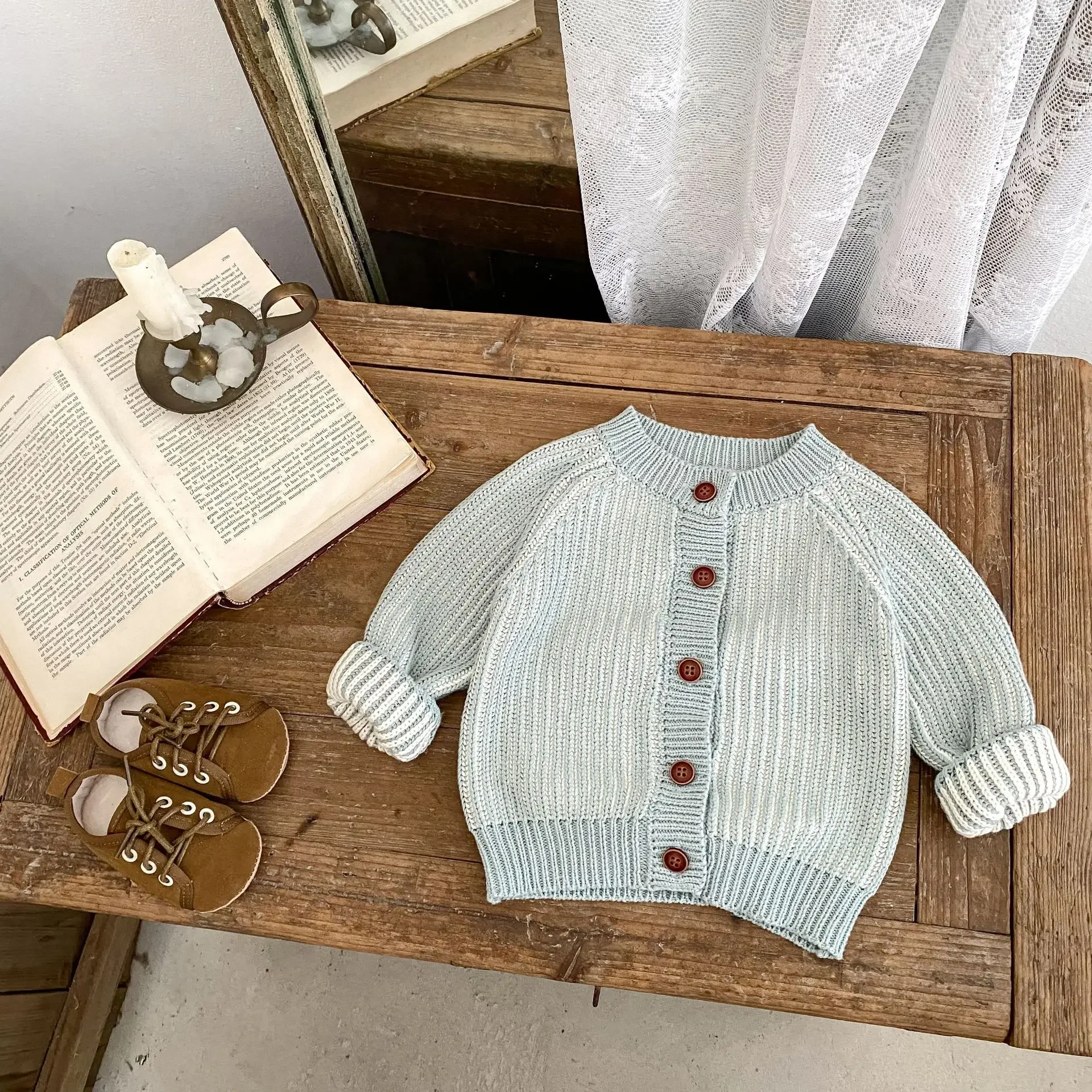 

2025 Baby Girl Vintage Knit Cardigan Autumn 0-3Y Kids Girl Cardigan Long Sleeve Soft Knitted Sweater Winter New Baby Sweaters