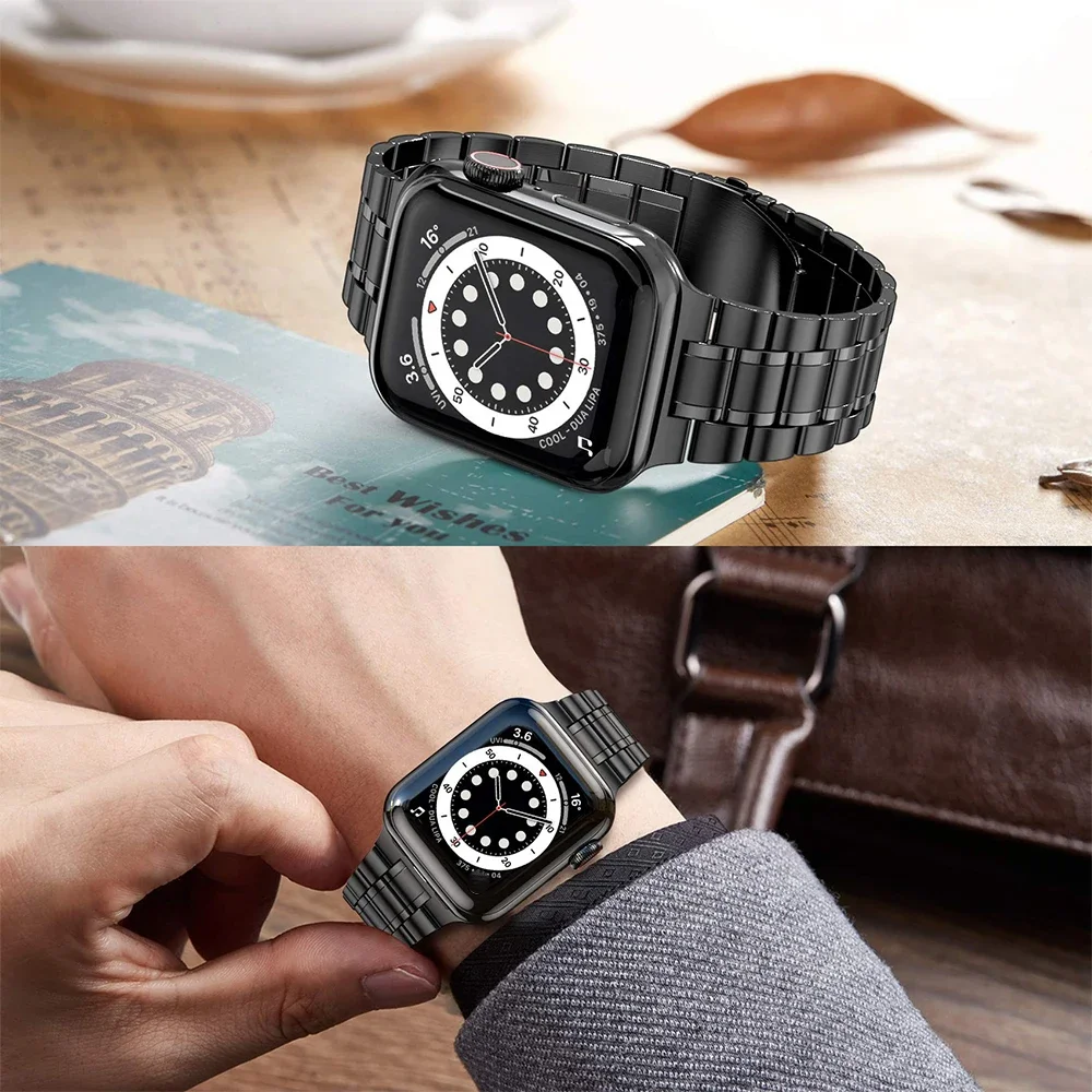 2 في 1 حزام لساعة أبل 10 46 مللي متر سوار الأعمال حزام معدني ل Iwatch 10 9 الترا 49 مللي متر 44/45 مللي متر الفولاذ المقاوم للصدأ كوريا #5
