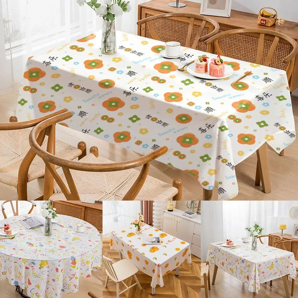 Durable Colorful Print Table Cloth Thickened PEVA Tablecloth Oil-proof Moisture Waterproof Festival Party Table Cover Table