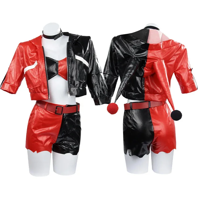 Костюмы Харли, косплей, самогубство Харлин, красный костюм, парик, Квинзель, женский Исекай Джокер, клоун на Хэллоуин, новая обувь для косплея в стиле аниме