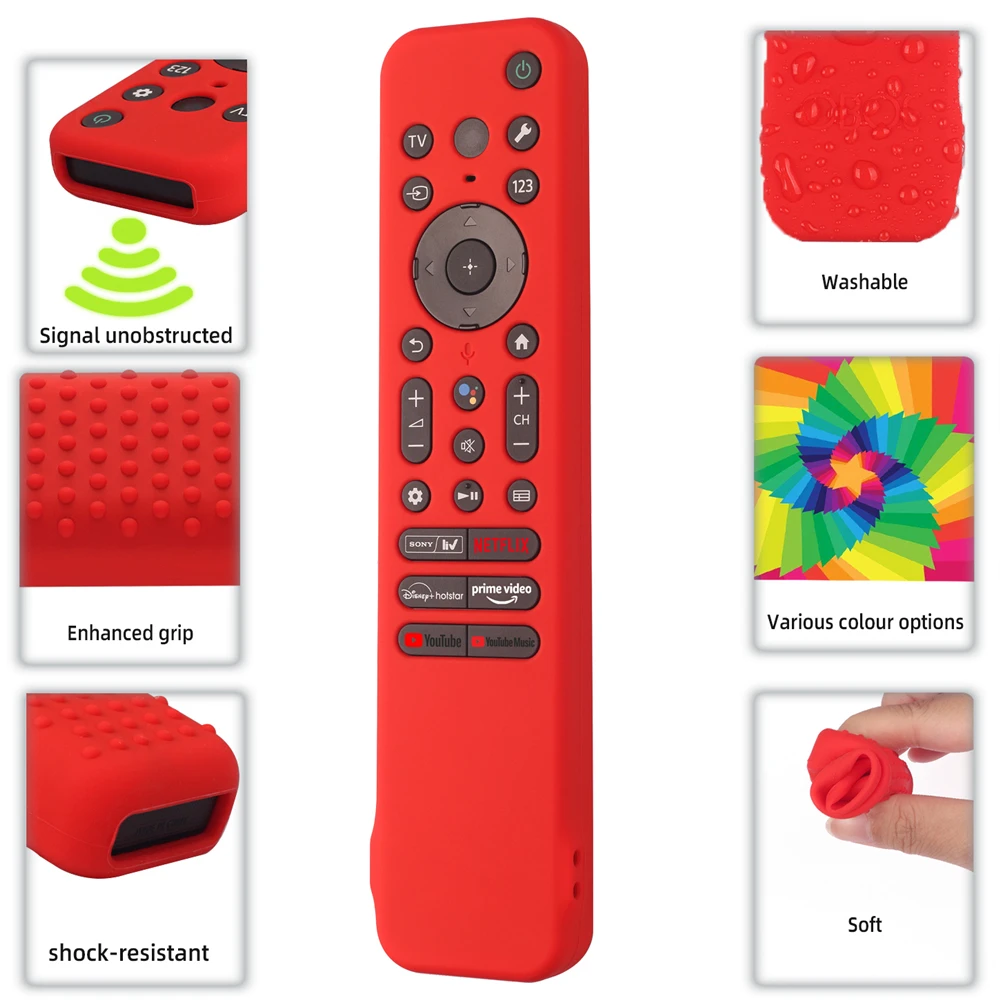 For Sony RMF-TX810U/RMF-TX811U/RMF-TX910U Remote Control Protective Silicone Case Cover Shockproof Anti-Slip Sleeve with Lanyard