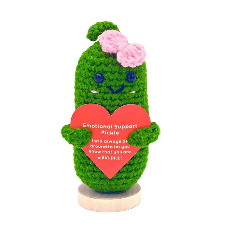 

Emotional Support Pickled Cucumber Cute Positive Pickle Crochet Knitting Doll Ornaments Cucumber Knitting Doll For Christmas