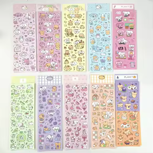 MINKYS New Arrival 3pcs 6pcs Kawaii Bear Ribbon Laser Bling Stickers DIY Scrapbook Stickers Confetti Decoration DIY Photo Frame - Image 10