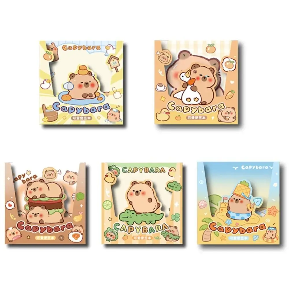 200 sheets/box Cute Capybara Notepad Cartoon Pull-out Type Memo Pad Journaling Supplies Aesthetic Stationery Tearable Note Paper