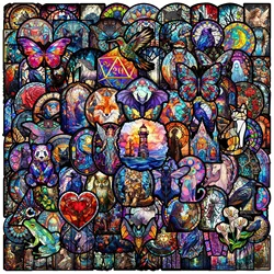 10/50/100PCS Cool Stained Glass Gothic Cat Animal Stickers Aesthetic DIY Phone Laptop Luggage Skateboard Graffiti Decals Sticker