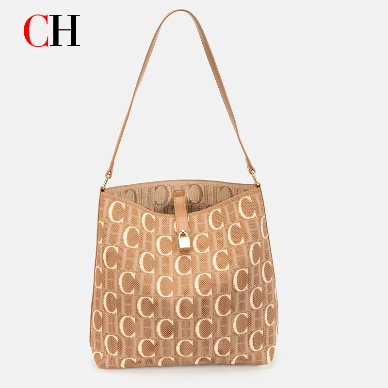 CH New Fashion Women Bag Letter Printed Shoulder Bag Large Capacity Soft PU Leather Handbag Casual Ladies Crossbody Bag