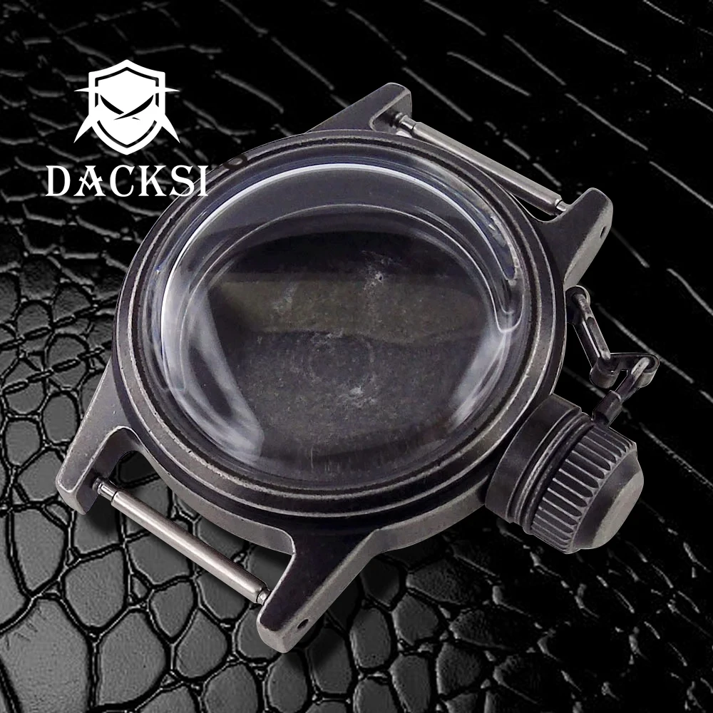 

DACKSI Black PVD Stainless Steel 36mm 20 Bar Watch Dive Case Domed Sapphire Crystal Big Crown NH34 NH35a NH36 Automatic Movement