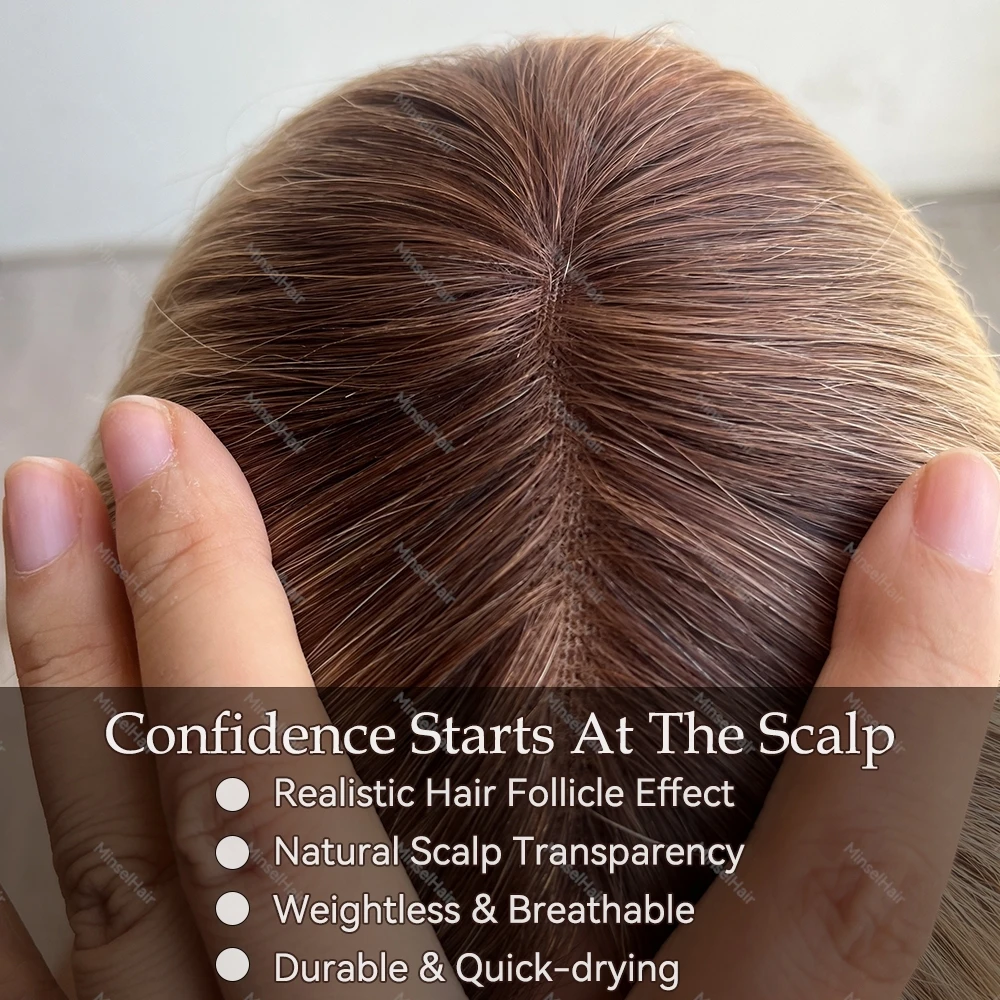 Toppers de cabelo humano castanho, clipe natural real em postiços 5x5 polegadas mono base grande 46g tecido à mão 12 polegadas 30cm para