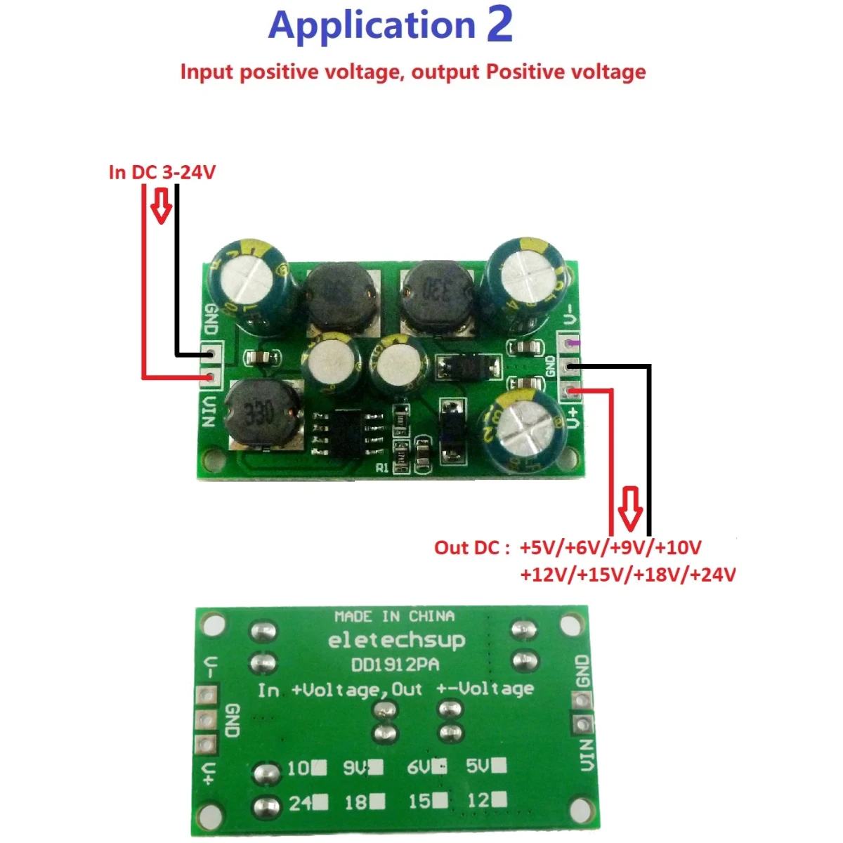 DD1912PA 2 in 1 8W Boost-Buck Dual +- Voltage Board 3-24V to 5V 6V 9V 10V 12V 15V 18V 24V for ADC DAC LCD op-amp Speaker