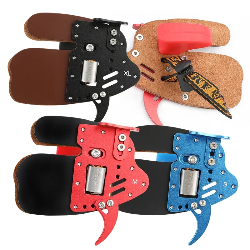 1pc Archery Finger Tab Leather Adjustable Guard Protective Gear Bow Accessory for Tradition Bow and Hunting Shooting Accessories