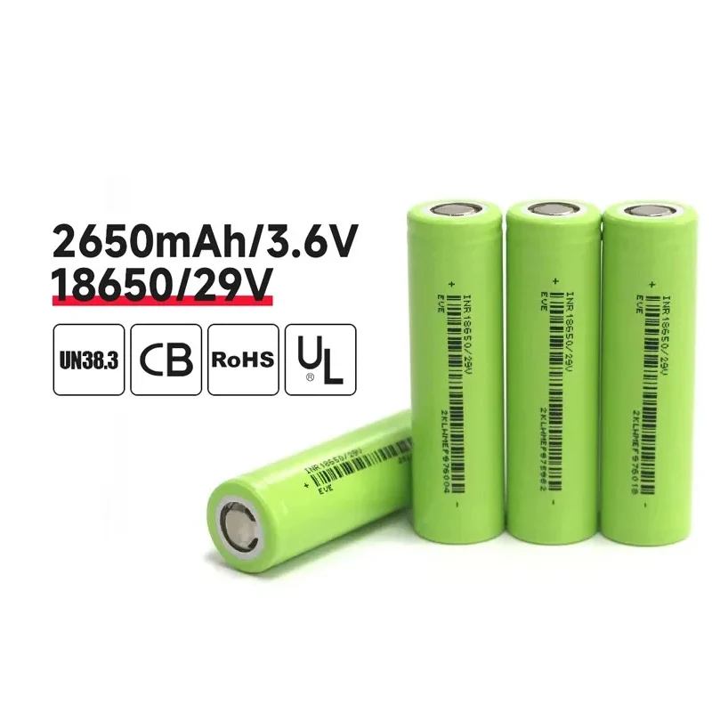 Original EVE INR 18650 29V 2650mAh 3.6V 3C Battery Rechargeable Power Lithium Ion Battery For Electric Vehicle Power Tools