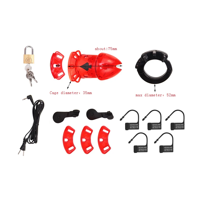 Electro Shock Penis Ring Chastity Belt Penis Lock Electric Male Chastity Device Cock Cage BDSM Adult Sleeve Stimulate Sex Toys