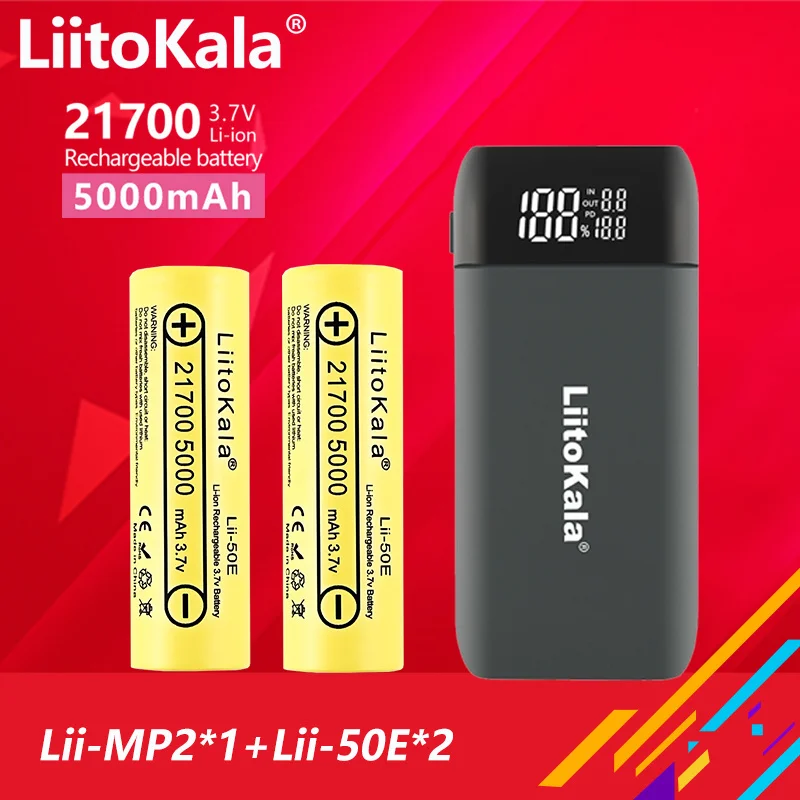 LiitoKala Lii-MP2 Power Bank Type C Input QC3.0 Fast Charging Charger + Lii-40A Lii-50E 21700 4000mah 5000mah battery