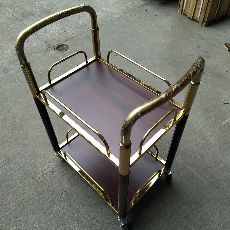 Double-layer luxury titanium edge wine truck, hot pot truck, three-layer tea truck, hotel service truck