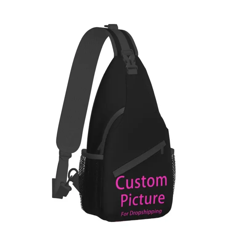 Mochila cruzada con logotipo de foto personalizado para hombre, bolso de hombro y pecho con estampado DIY, informal, para viajes y ciclismo