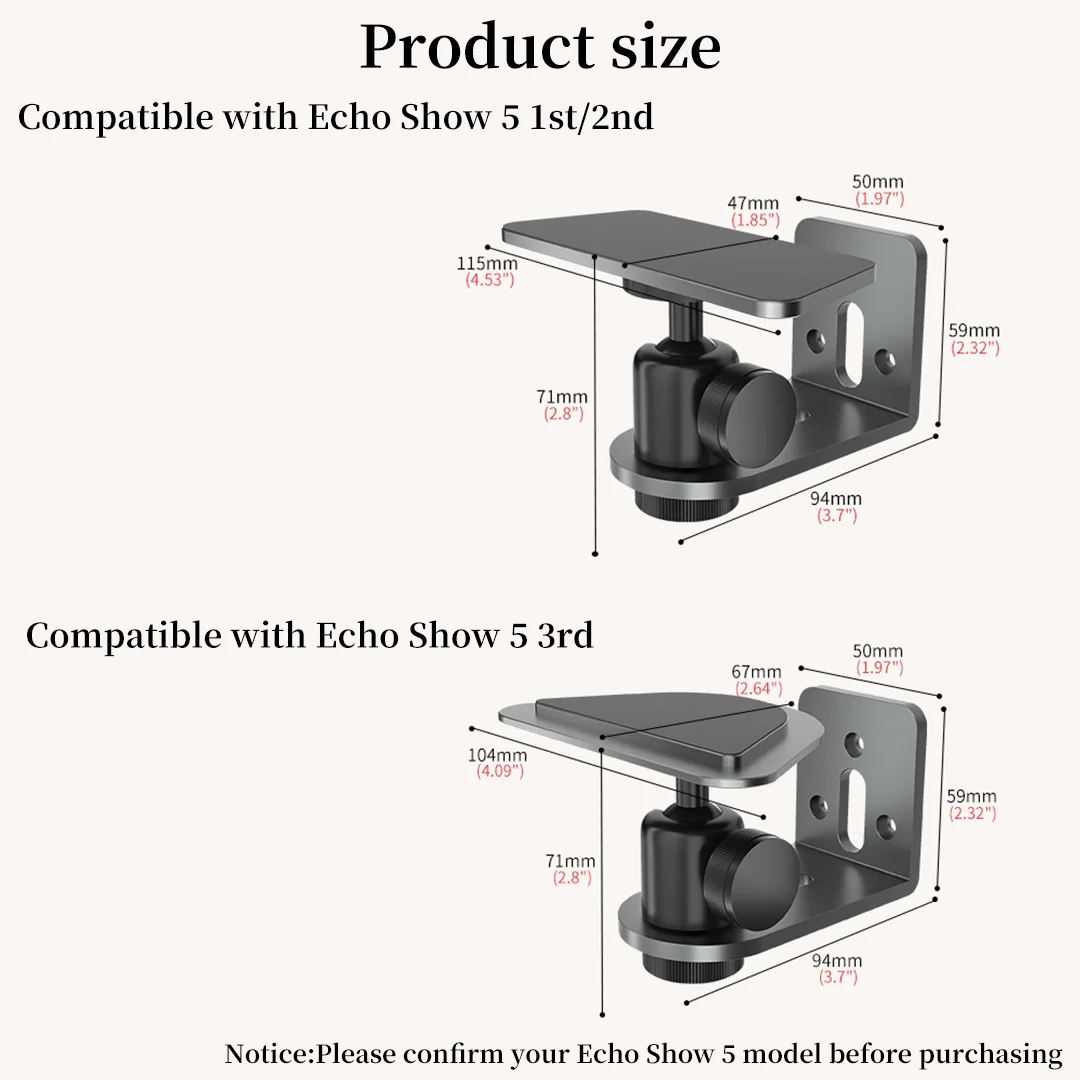 حامل تثبيت على الحائط لعرض الصدى 5 1st/2nd/3rd حامل دعم ألومنيوم مغناطيسي قابل للتعديل مع مغناطيسي قوي لعرض الصدى 5