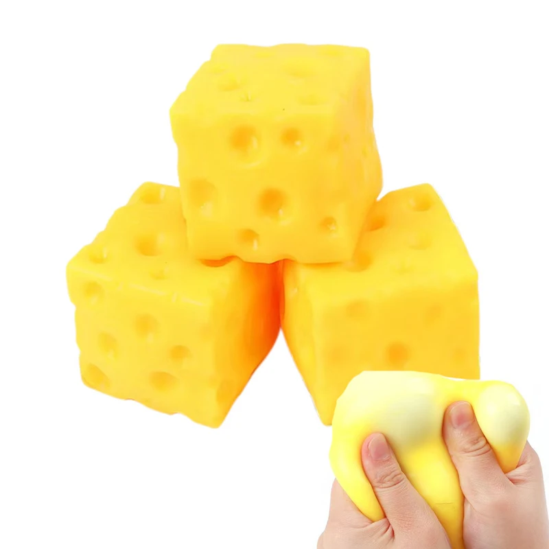 Juguetes blandos de queso cuadrado, juguetes sensoriales de rebote lento para aliviar el estrés, bolas antiestrés de queso, juguetes antiestrés para niños y adultos