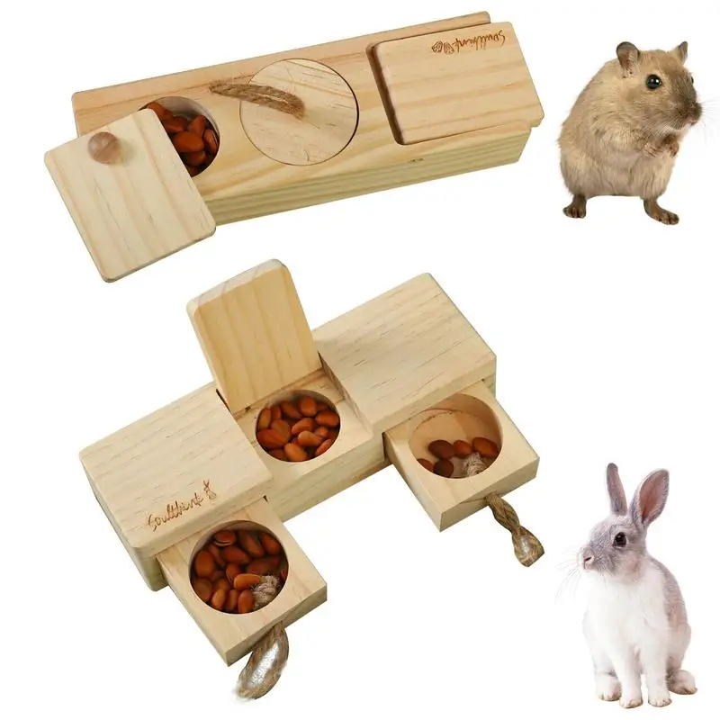 

2X Wooden Treat Dispensers Interactive Enrichment Foraging Toy Chew Toys Hamster Foraging Toys Small Pet Feeder accessories