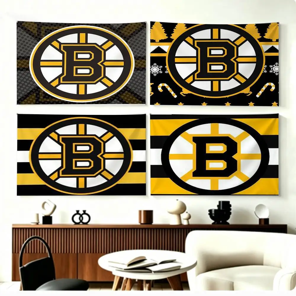 cool B-Boston-B-Bruins Flags Wall Hanging Background Art Banner for Bedroom Home Outdoor Decor