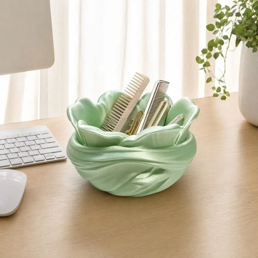 Flower 3D Printed Petal Storage Box Luxury Desktop Organizer Plastic Pen Holder Large Capacity 3D Printed Makeup Brush Holder