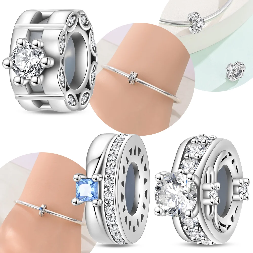 

Charms 925 Sterling Silver Original Certified Exquisite White Zircon Gemstone Bead Fit Bracelet Women Jewelry Diy Accessory Gift
