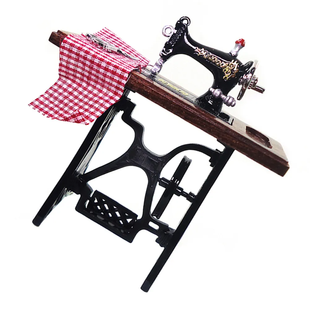 

1Set Mini House Sewing Machine Decorative Accessory Beautiful Design Swings Wheels Turn Portable Small Home Ornament