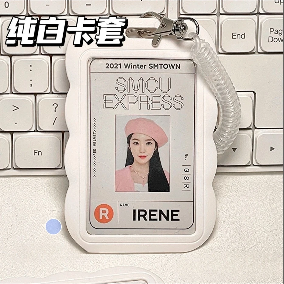 ABS Slide Kpop Photo Card Holder Anti-lost Keychain 3 Inch INS White Idol Protective Case Bag Bus Cards Sleeves Supplies