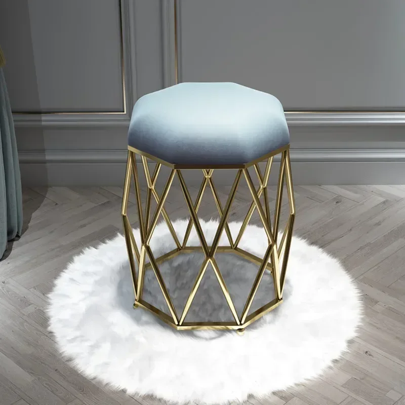 Nordic Ins Style Iron Dressing Stool Black Bird Nest Gold Light Luxury for Home Manicure Makeup Vanity