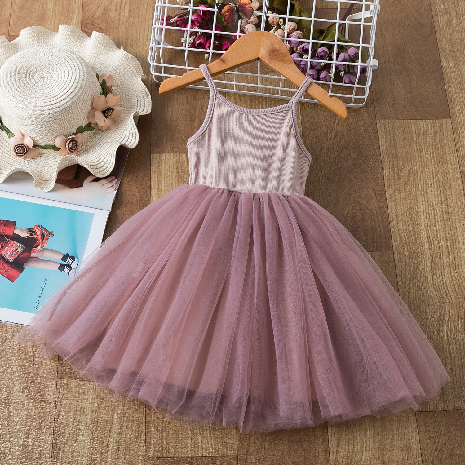 Little Girls Summer Dress for Kid Sleeveless Sling Tutu Princess Party Gown Birthday Wedding Children Clothing Girl Casual Dress