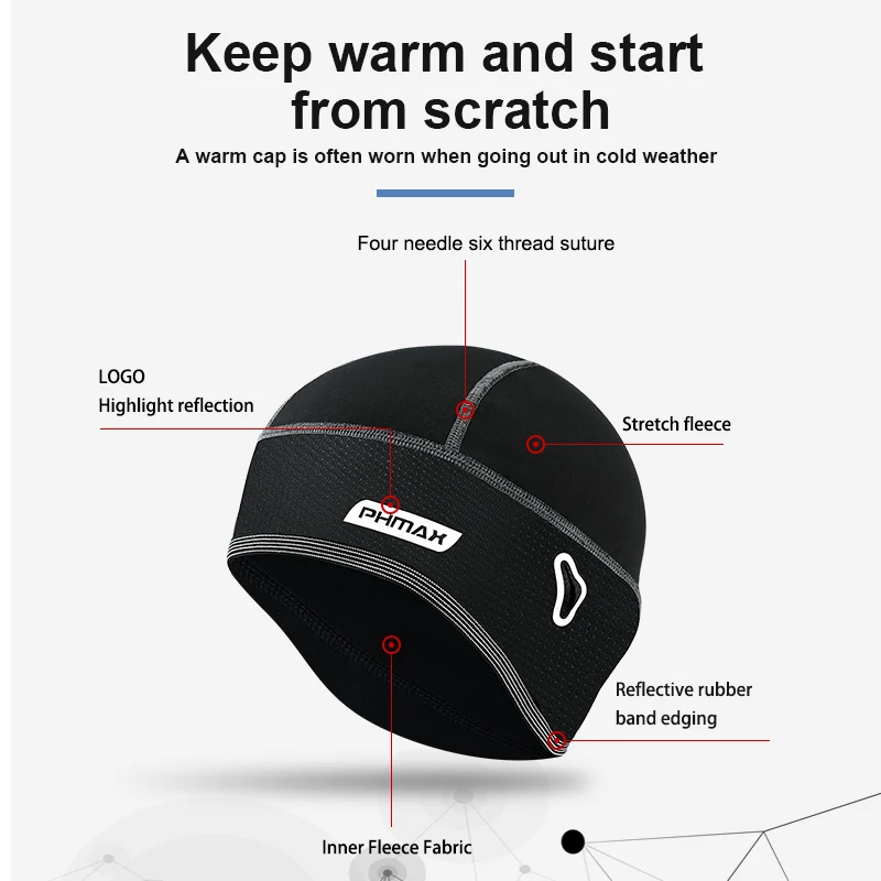 PHMAX Winter SKi Cap Thermal Fleece Cycling Cap MTB Bike Bandana Headband Outdoor Sports Running Hiking Cycling Helmet Hat