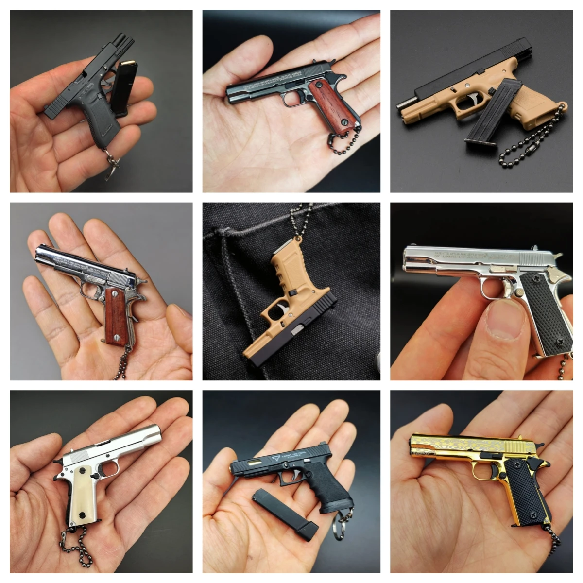 1:3 Mini Pubg Colt 1911 Beretta M92A1 Glock Desert Eagle Metal Nurfun Real Gun Model Pistol Alloy Keychain