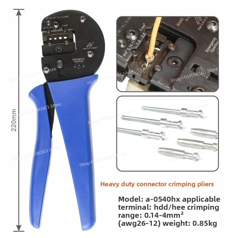 A-0540HX Crimping Pliers for Heavy Duty Connector, HEE HD Aviation Pin Terminal Crimper