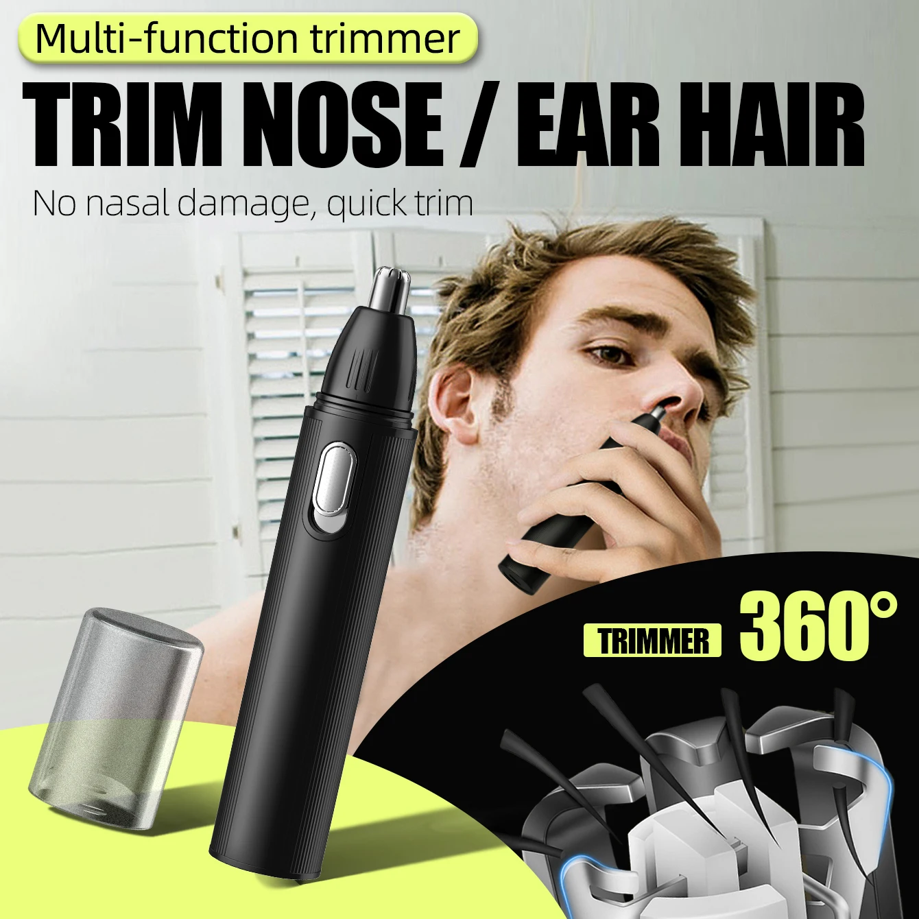 ماكينة تشذيب شعر الأنف باللون الأسود القابلة لإعادة الشحن من كيكيدو، ماكينة تشذيب شعر الأنف للرجال لتصفية الأنف