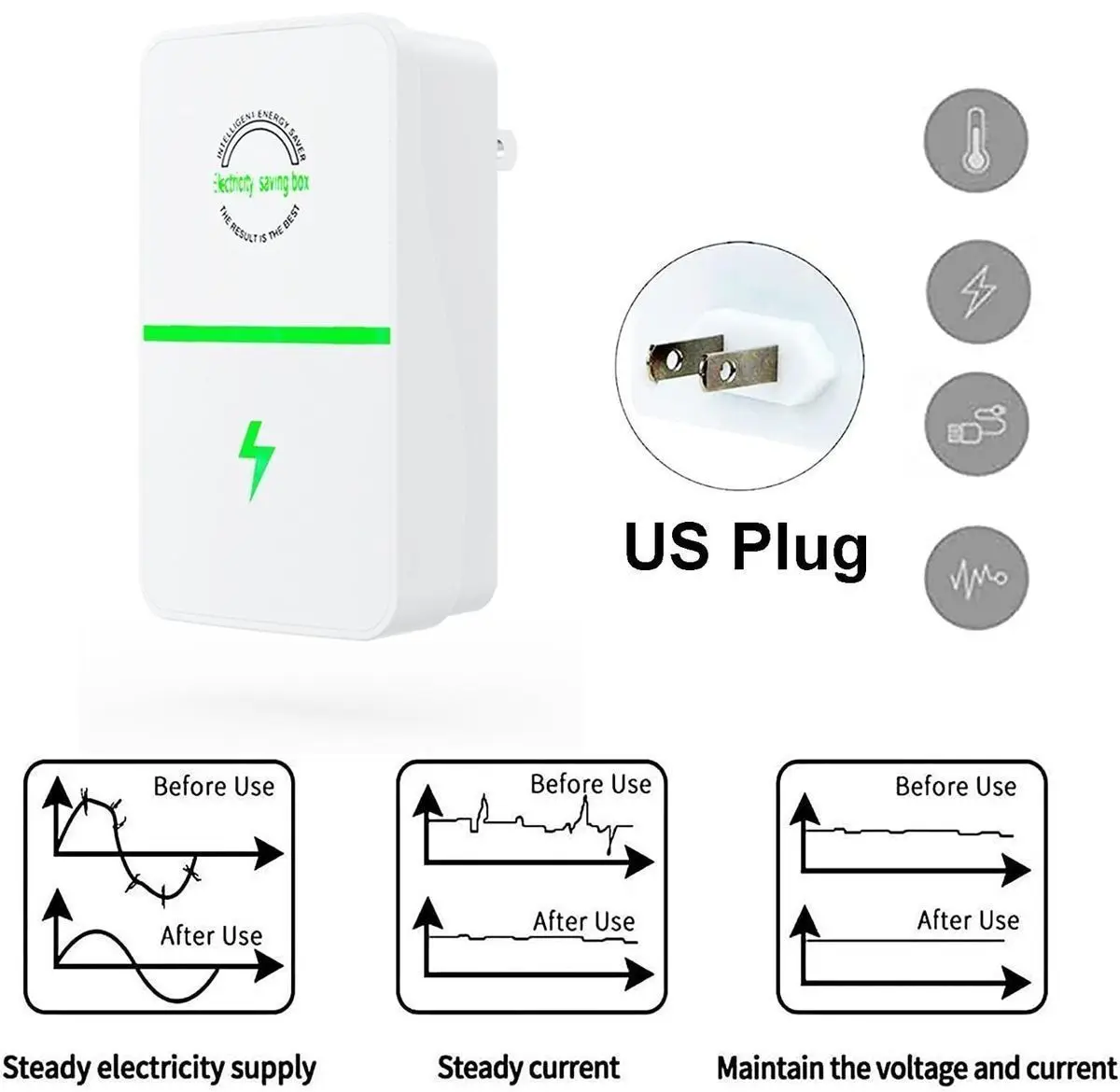 2pcs New Peak Suppressor Stabilizer Home Smart Cross-border Smart Voltage Regulator Energy Saving Device