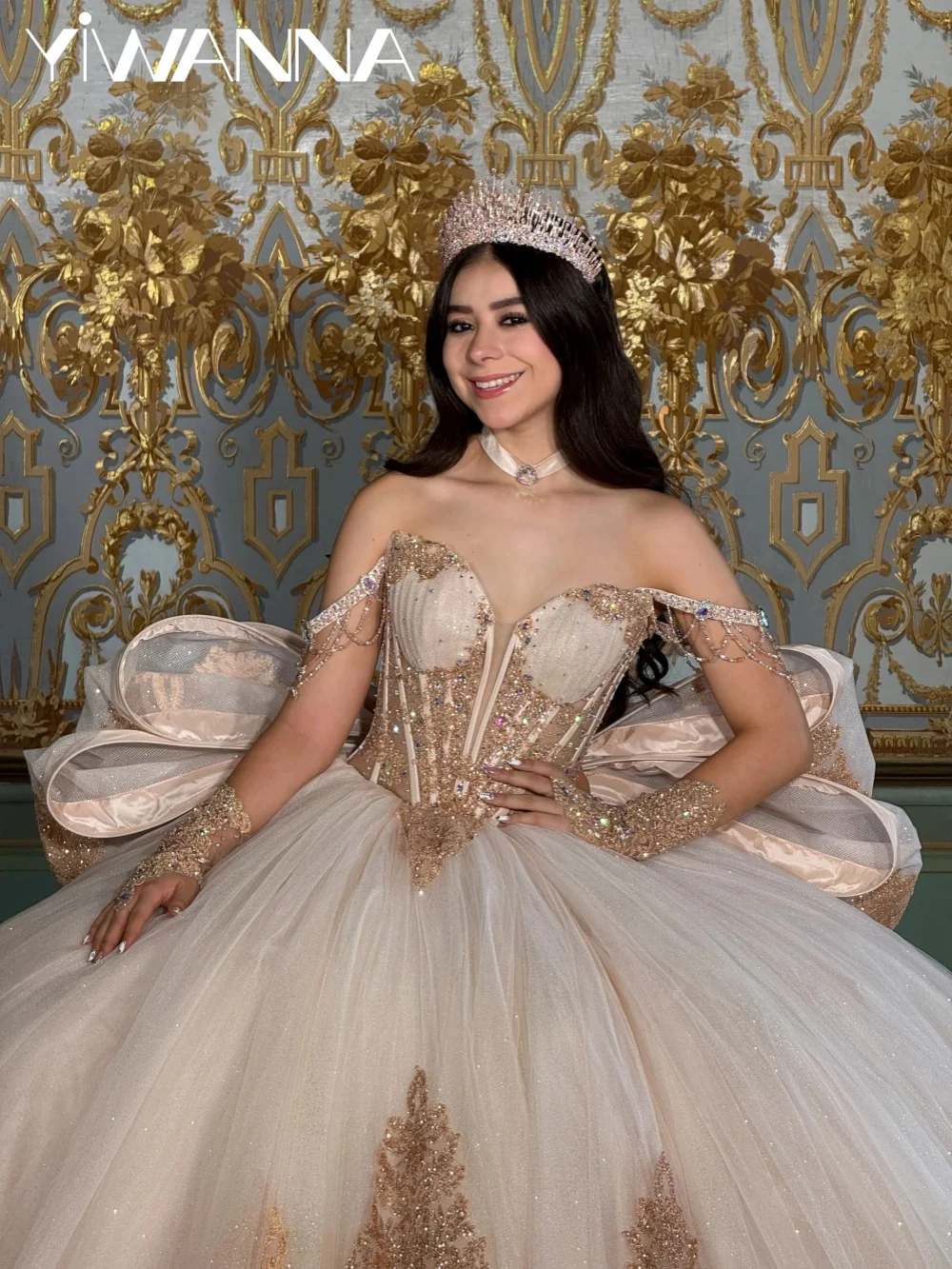 

Dazzling Beaded Off Shoulder Quinceanera Dress With Bow Exquisite Charming Princess Gown Customized Sweet 15 Party Vestidos