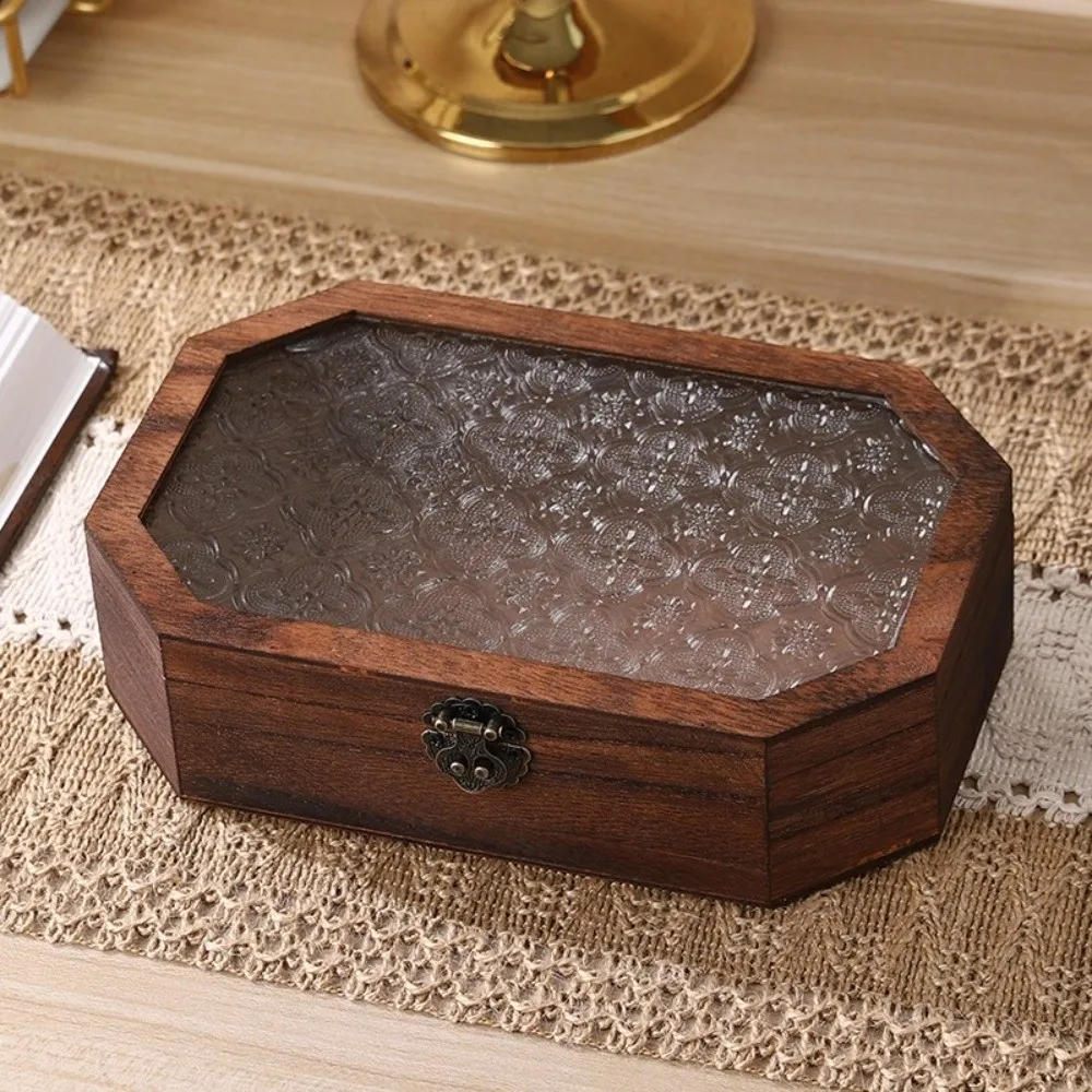 

Begonia Flowers Wooden Storage Box Flip Cover Vintage Jewelry Box Decorative Dustproof Cosmetic Organizer Vanity Table