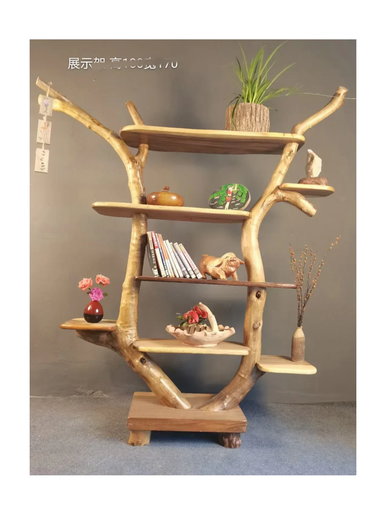 رف عرض سلم زهرة خشبية عالية الجودة حامل نبات قائم #6