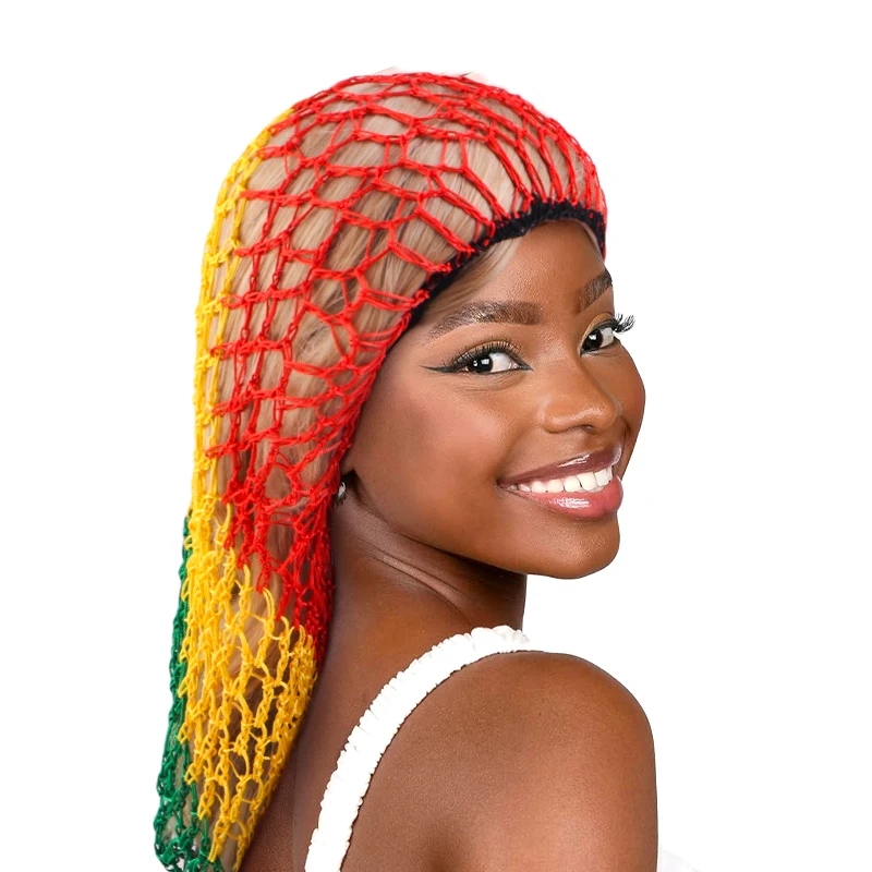 

New Women Wide Band Jamaica Mesh Snood Long Hair Net Headbands Handmade Night Crochet Cover Knit Hat Cap Snood Net